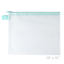 Load image into Gallery viewer, Avery Elle Storage Aqua Extra Large, Large, Zippered Vinyl Mesh Pouch