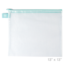 Load image into Gallery viewer, Avery Elle Storage Aqua Extra Large, Large, Small Zippered Vinyl Mesh Pouch
