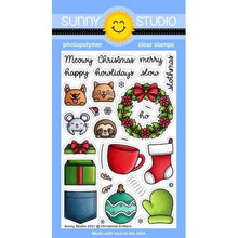 Load image into Gallery viewer, Sunny Studio Holiday Christmas Stamps, Dies- Holiday Style Fall Friends, Christmas Critters, Deck The Halls, Lacy Snowflake Die, Holiday Express