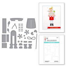 Load image into Gallery viewer, Spellbinders Holiday Tis the Season, Be Merry Dancing Gnome, Shopping Spree, Bottle Brush Trees, Special Delivery Car, Christmas Blooms, Embossing Folder
