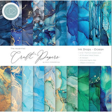 Load image into Gallery viewer, Craft Consortium 6x6 Paper Pads & Accessories -Ink Drops- Sunset, Organic, Festive Flora, Tropical Paradise, Sea & Shore, Secret Garden, Tartan, Harvest, Ink Drops, Textures, Wood, Ocean, Monochrome Snome 2, Beach Hut, Sandy Paws