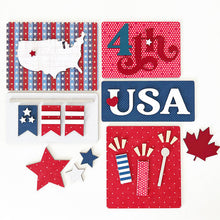 Load image into Gallery viewer, Foundations Decor Tiered Tray Summer, S'mores, Winter, Spooky, Blessed, USA 4th, Farm Fresh, Kisses, Easter