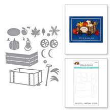 Load image into Gallery viewer, Spellbinders Holiday Tis the Season, Be Merry Dancing Gnome, Shopping Spree, Bottle Brush Trees, Special Delivery Car, Christmas Blooms, Embossing Folder