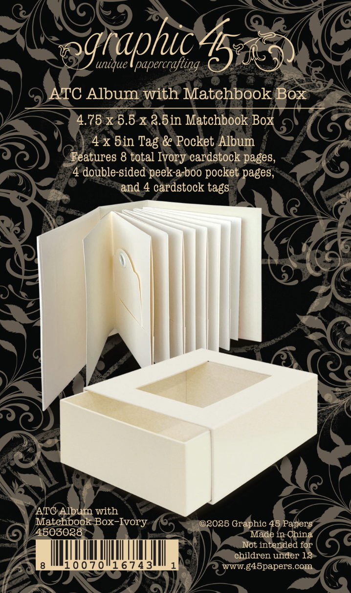 Graphic 45 ATC Album with Matchbook Box — Ivory