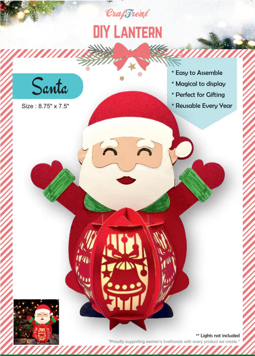 Crafttreat Holiday Lanterns- Santa, Snowman, Penguin, Tree, Ornament, Angel, Mrs Claus, Gnome, Rudolph, House