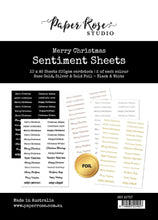 Load image into Gallery viewer, Paper Rose Sentiment Sheets, Merry, Birthday All Occasions Sweet Florals Treats, Textures 1.1, Christmas Time Basics, Outback Friends, Mediterranean Summer, Morning Memories, Unicorn Party, Mandala, Fine Print, Farmhouse Friends, Urban Garden Silver Bells

