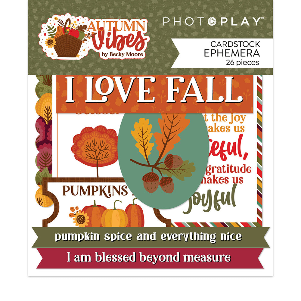 Photoplay AUTUMN VIBES Collection Pack, Ephemera, Variety Cardstock Pack