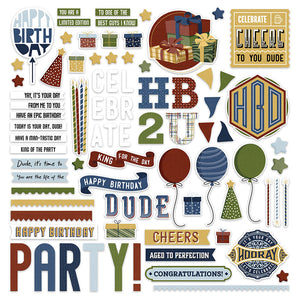 Photoplay Birthday Bash Card Kit, Collection Pack, Variety Card Stock, Ephemera, Card Kit Sticker Sheet