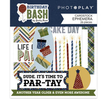 Load image into Gallery viewer, Photoplay Birthday Bash Card Kit, Collection Pack, Variety Card Stock, Ephemera, Card Kit Sticker Sheet
