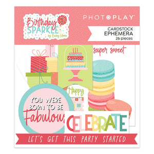 Photoplay Birthday Sparkle Card Kit, Collection Pack, Variety Card Stock, Ephemera, Card Kit Sticker Sheet