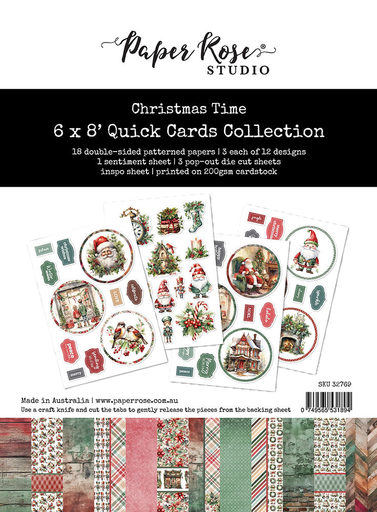 Paper Rose - 6 x 8 Quick Cards - Christmas Time and Jolly Holidays