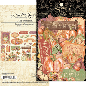 Graphic 45 Hello Pumpkin 12 x 12 Collection Pack, Ephemera, 8x8 Paper Pad, Patterns and Solids