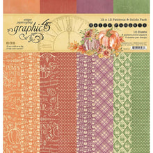 Load image into Gallery viewer, Graphic 45 Hello Pumpkin 12 x 12 Collection Pack, Ephemera, 8x8 Paper Pad, Patterns and Solids
