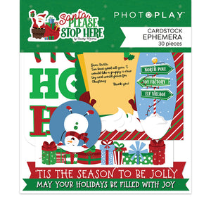 Photoplay SANTA PLEASE STOP HERE Collection Pack, Ephemera, Variety Cardstock Pack, Card Kit, Card Kit Stickers