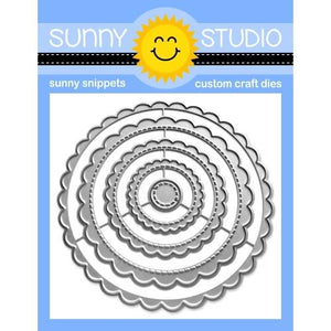 Sunny Studio Stitched Circle Small, Large, Scalloped Circles Mat Dies