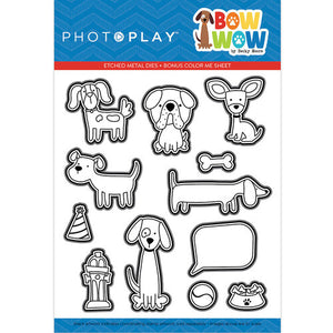 Photoplay BOW WOW Dog 12 x 12 Collection Pack, Ephemera, Stamp, Die, Stencil