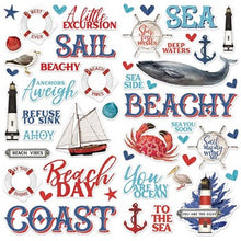 Load image into Gallery viewer, Simple Stories Vintage Seas Collection Pack, Ephemera, Foam Stickers, 6x8 Pad
