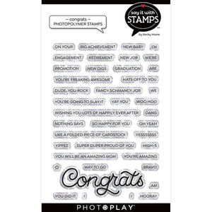 Photoplay Say It With Stamps CONGRATULATIONS Stamp & CONGRATS Die