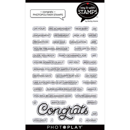 Photoplay Say It With Stamps CONGRATULATIONS Stamp & CONGRATS Die