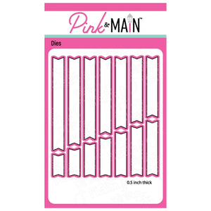 Pink & Main Dies- Fancy Lattice Cover Die, Stitched Slimline, Reverse Scallop Rectangle, Stitched Rectangle, Zig Zag Circle, Notched Corner Die