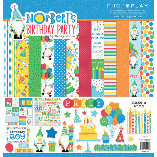 Photoplay Norbert's Birthday Party- 12 x 12 Collection Pack, Elements Paper, Ephemera