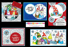 Load image into Gallery viewer, Stampendous Snow Gnome Board- Winter Gnomes, Snowflake Wishes, Cocoa Gnome, Truck Gnome
