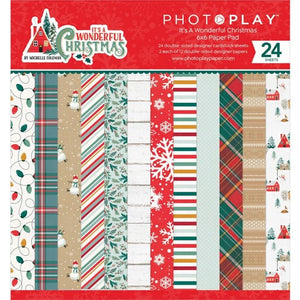 Photoplay It's A Wonderful Christmas 12x12 Collection Pack, Ephemera, 6x6 Paper Pad, Card Kit