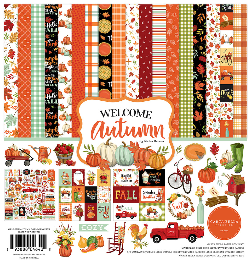 Echo Park Fall Fever, Fall Break, Welcome Autumn, Welcome Fall 12 x 12 Collection Pack