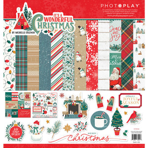 Photoplay It's A Wonderful Christmas 12x12 Collection Pack, Ephemera, 6x6 Paper Pad, Card Kit